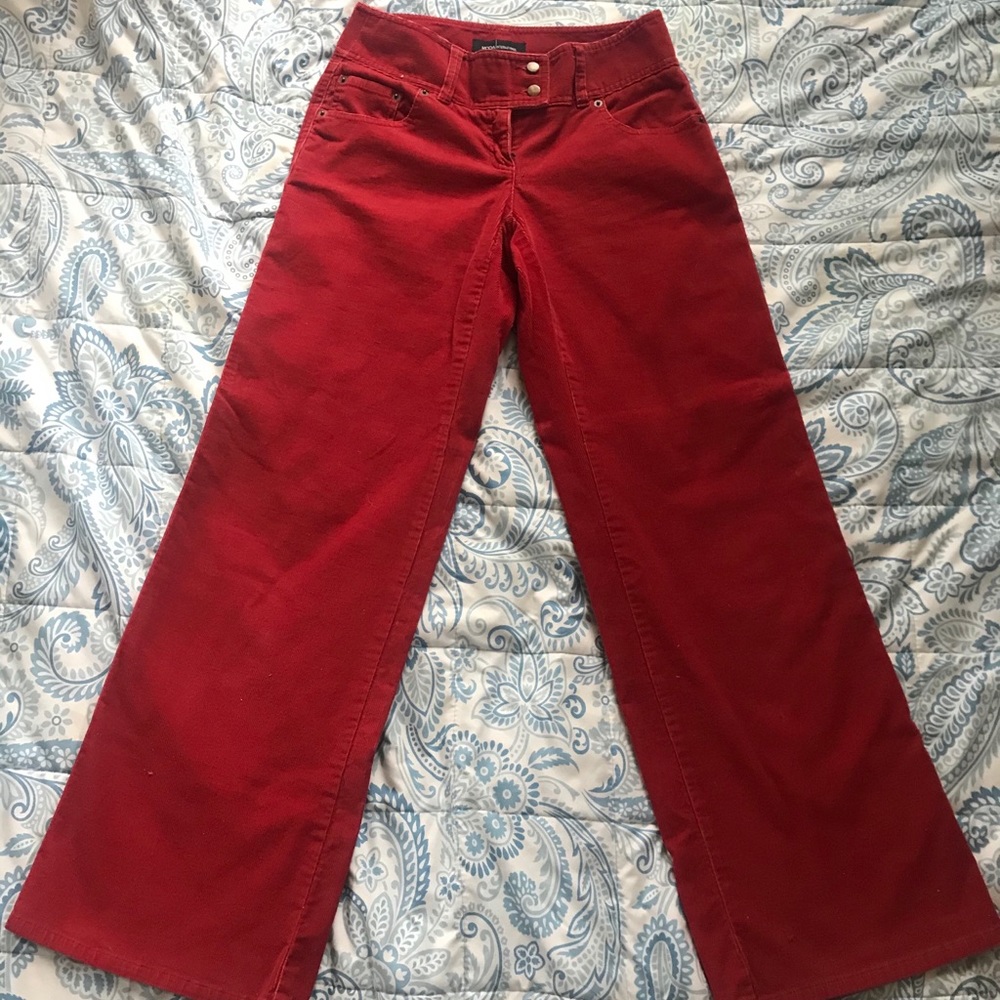 Red Corduroy Wide Leg Pants